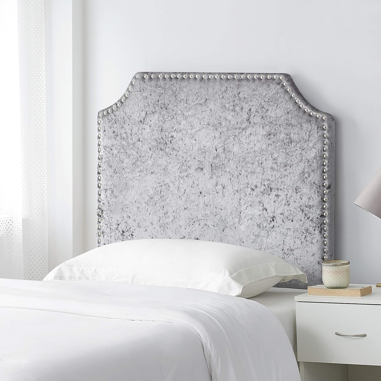 Bevel Tacked Plush College Headboard With Legs Velvet Crush
