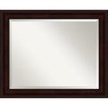 Beveled Bathroom Wall Mirror Coffee Bean Brown Frame