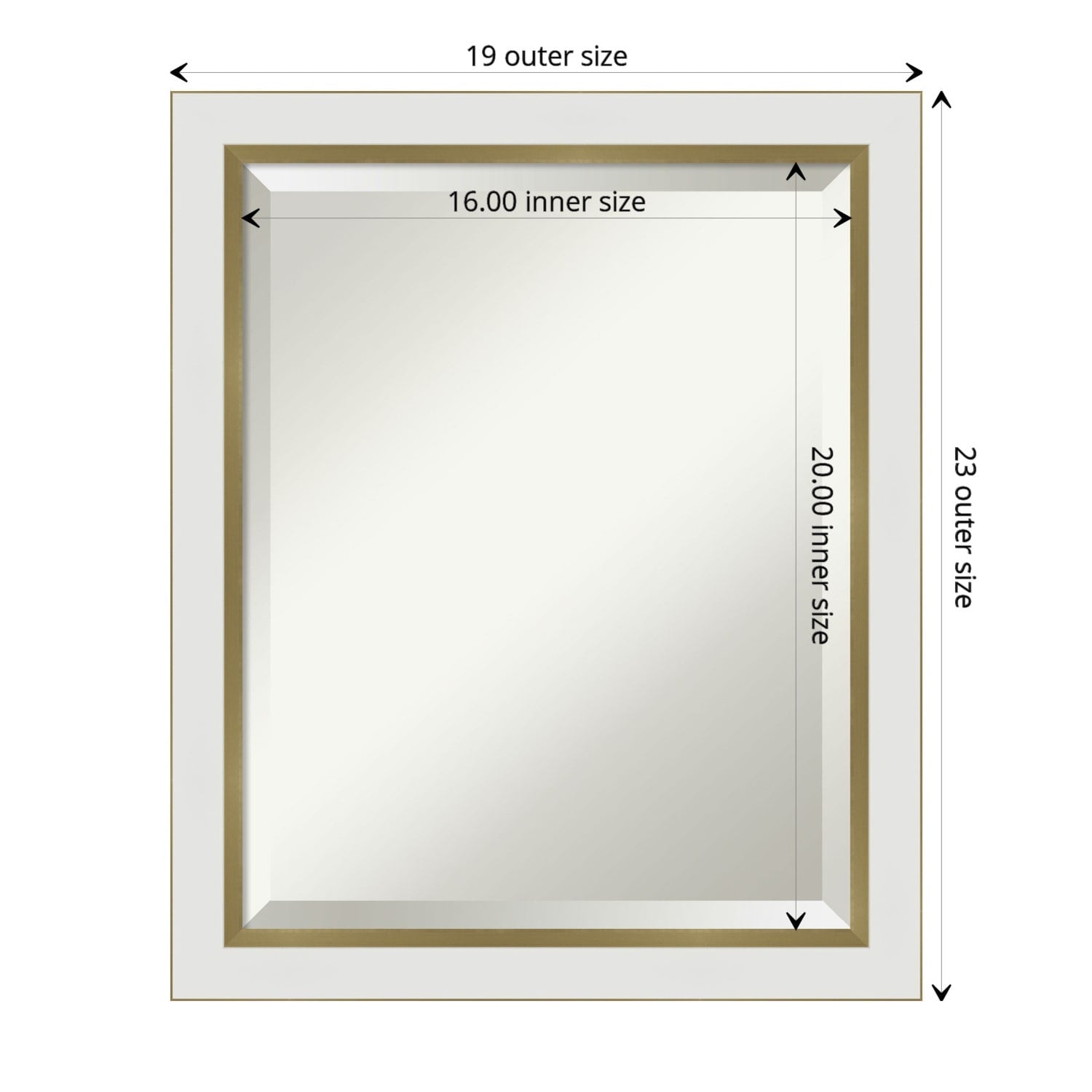 Porch Den Katherine White Gold Narrow Bathroom Vanity Wall Mirror