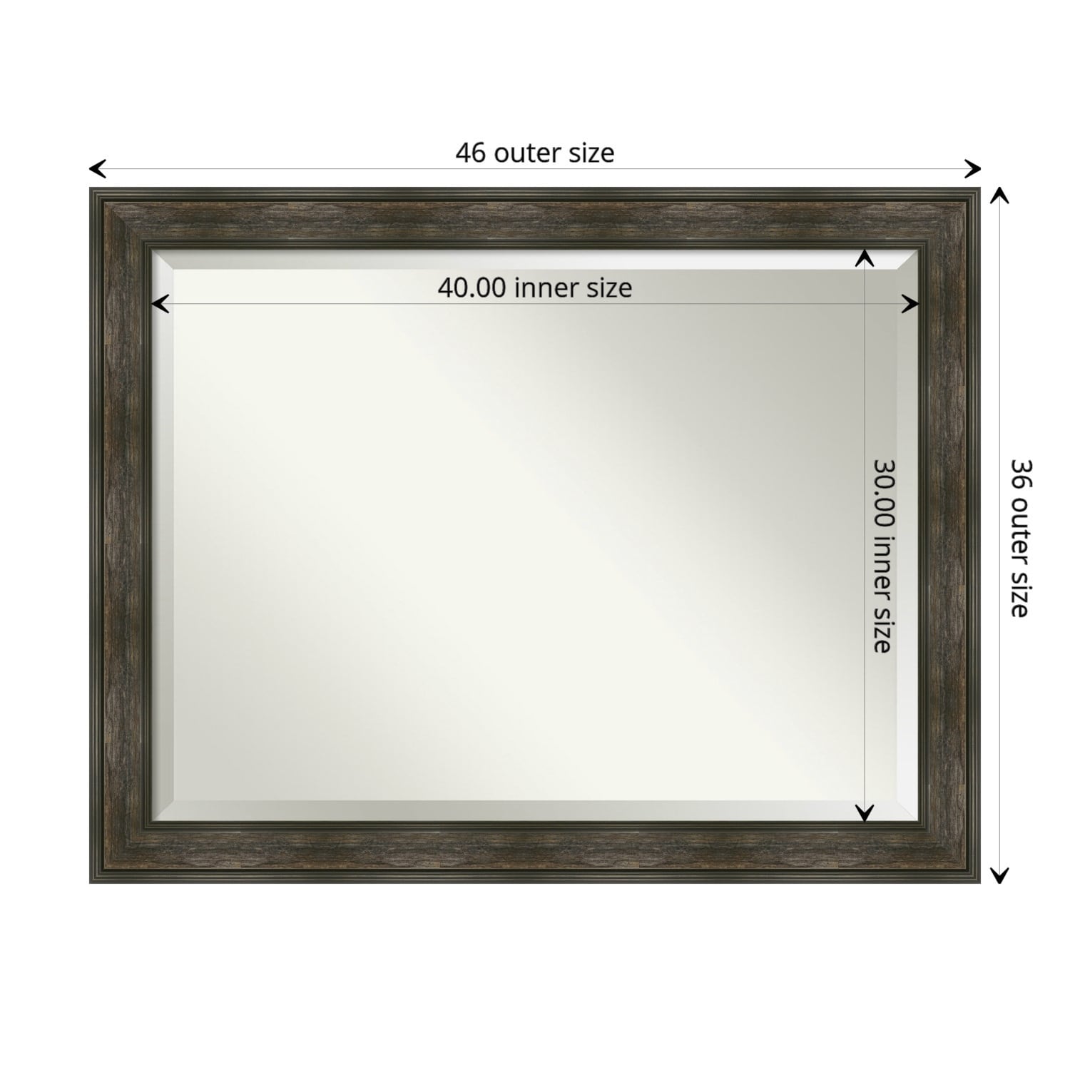 Beveled Bathroom Wall Mirror Rail Rustic Char Frame