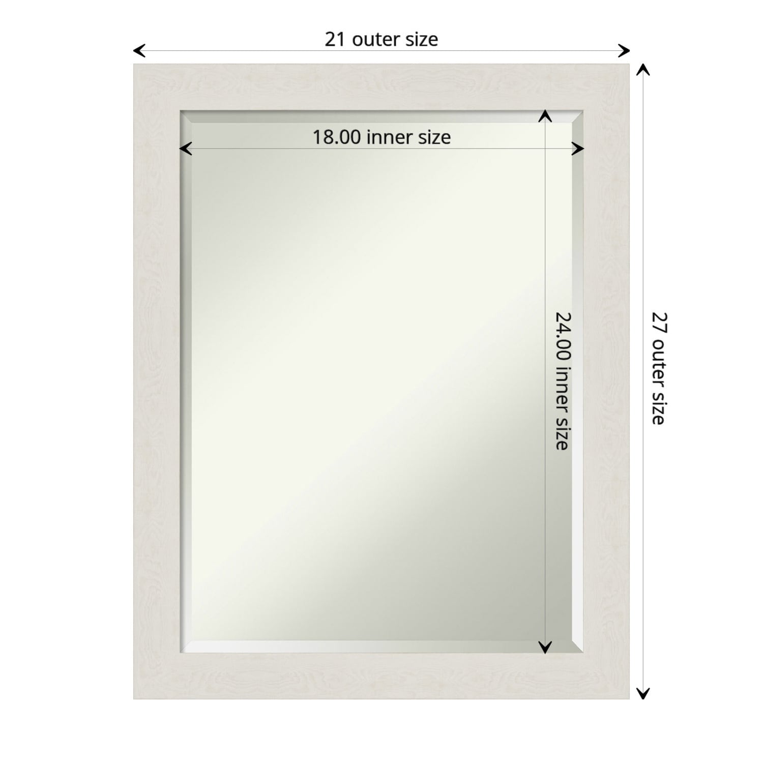 Rustic Plank White Narrow Bathroom Vanity Wall Mirror