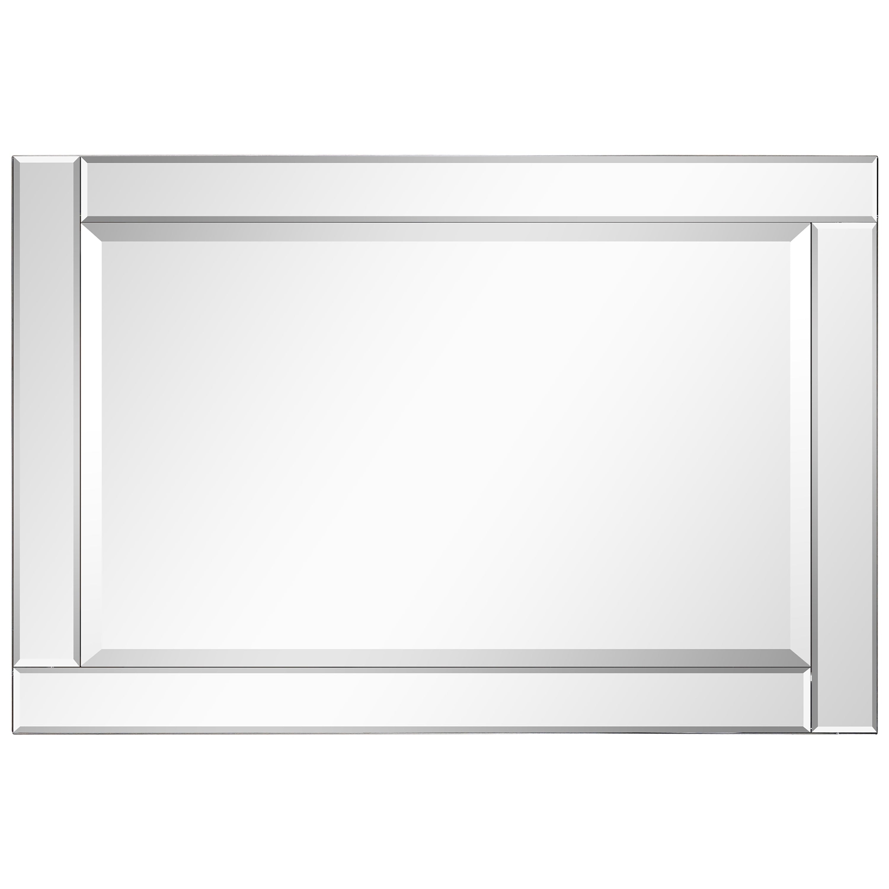 Beveled Rectangle Wall Mirror Solid Wood Frame 1 Beveled Center Clear