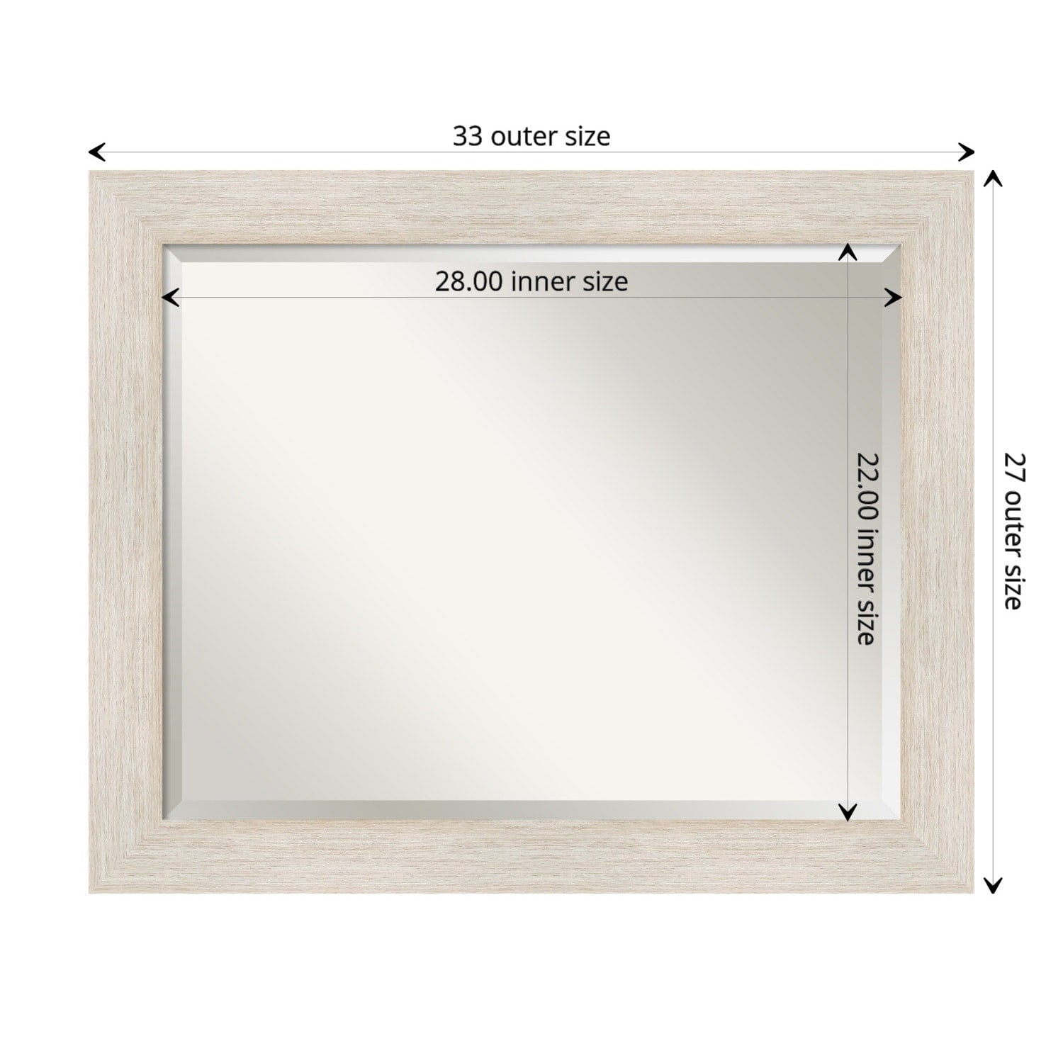 Hardwood Whitewash Framed Bathroom Vanity Wall Mirror