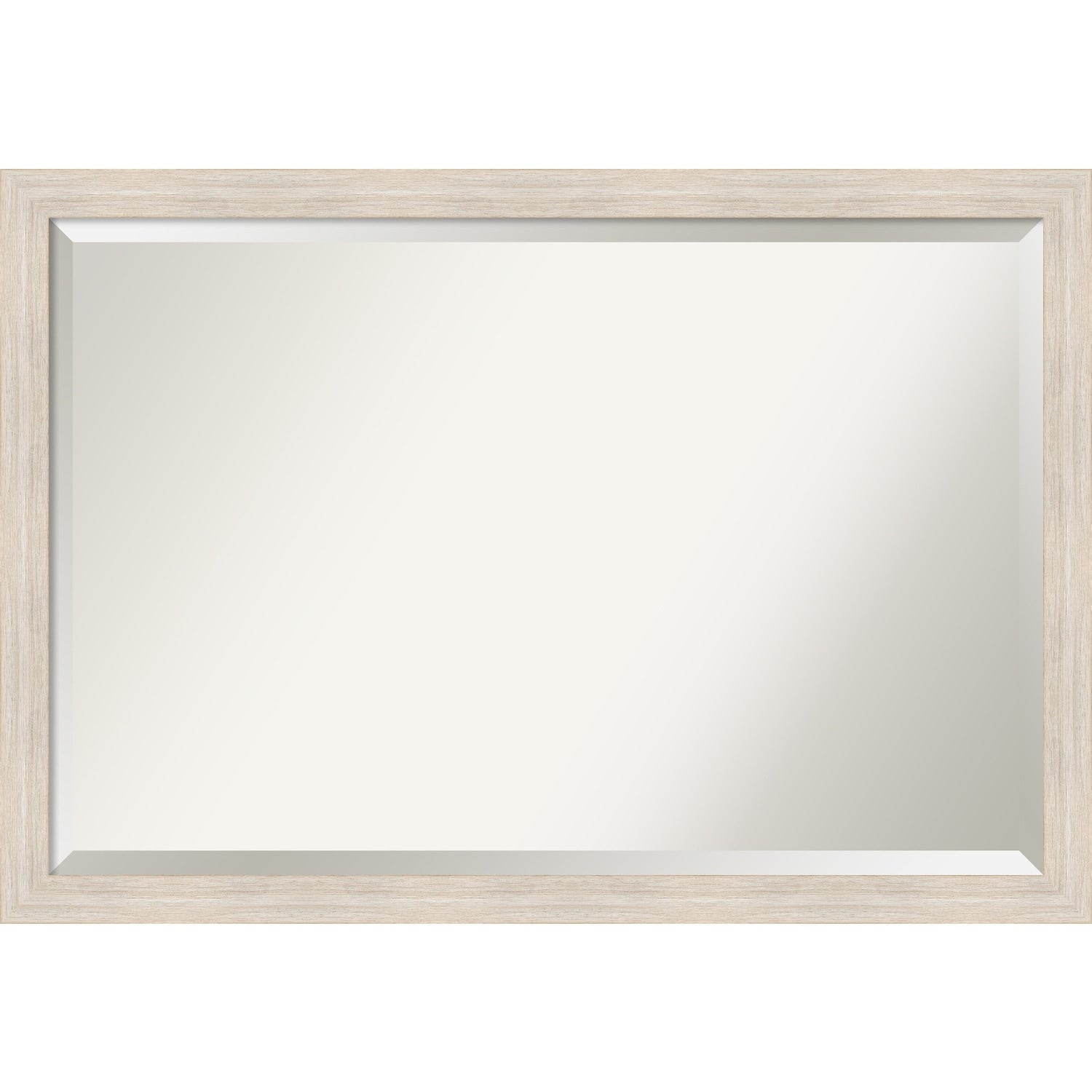 Hardwood Whitewash Narrow Framed Bathroom Vanity Wall Mirror