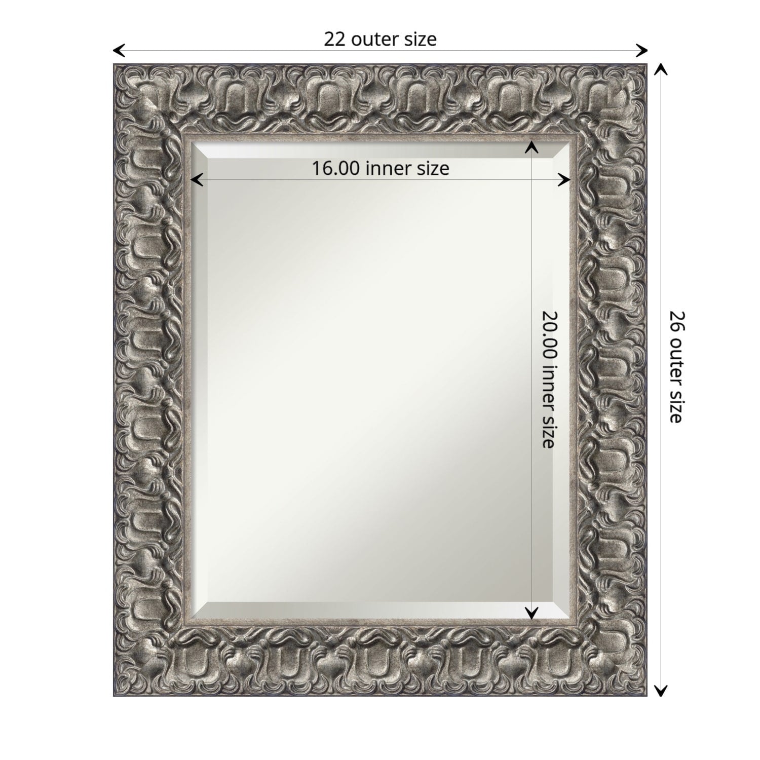 Bathroom Mirror Medium Silver Luxor