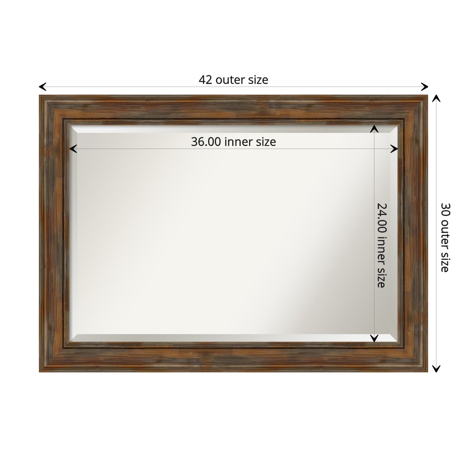 Wall Mirror Alexandria Rustic Brown Brown Grey