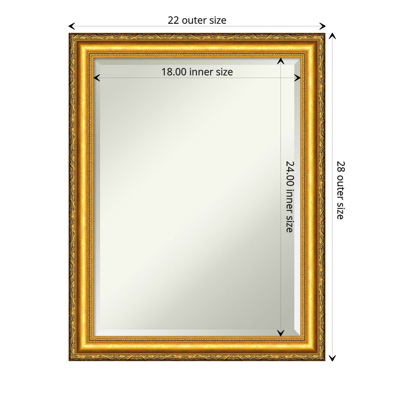 Wall Mirror Colonial Embossed Gold Wood Antique Gold