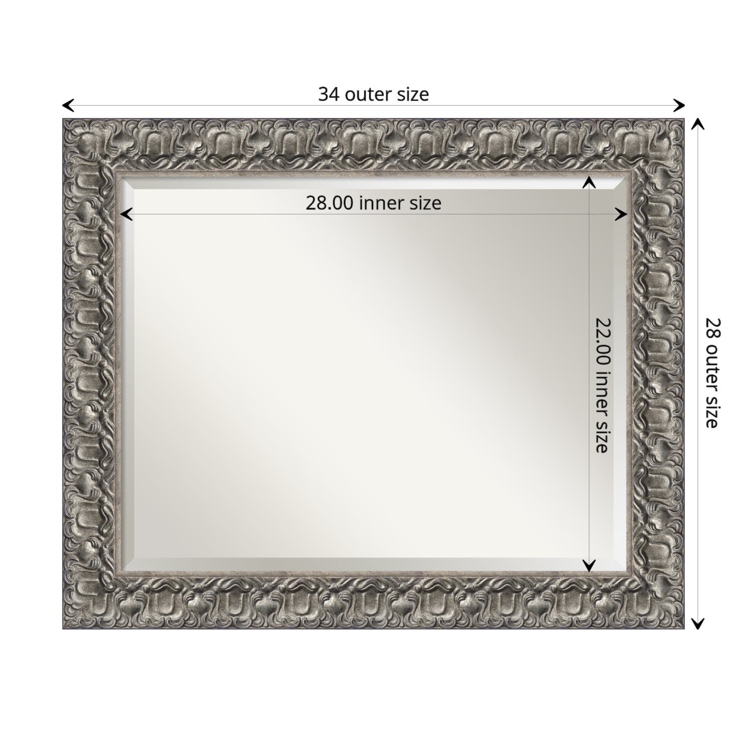 Wall Mirror Silver Luxor Wood Pewter