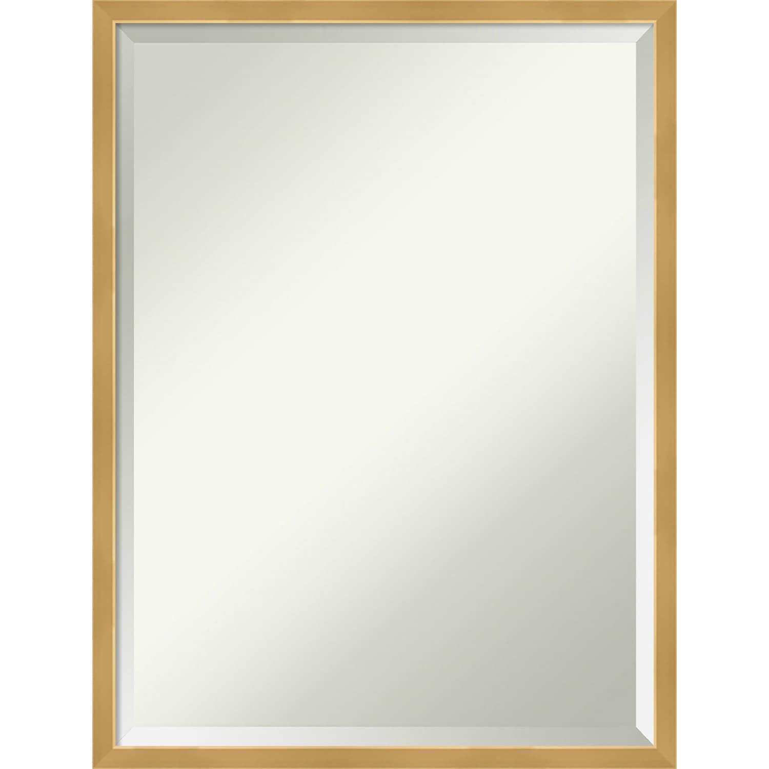 Polished Brass Gold Wood Framed Wall Mirror