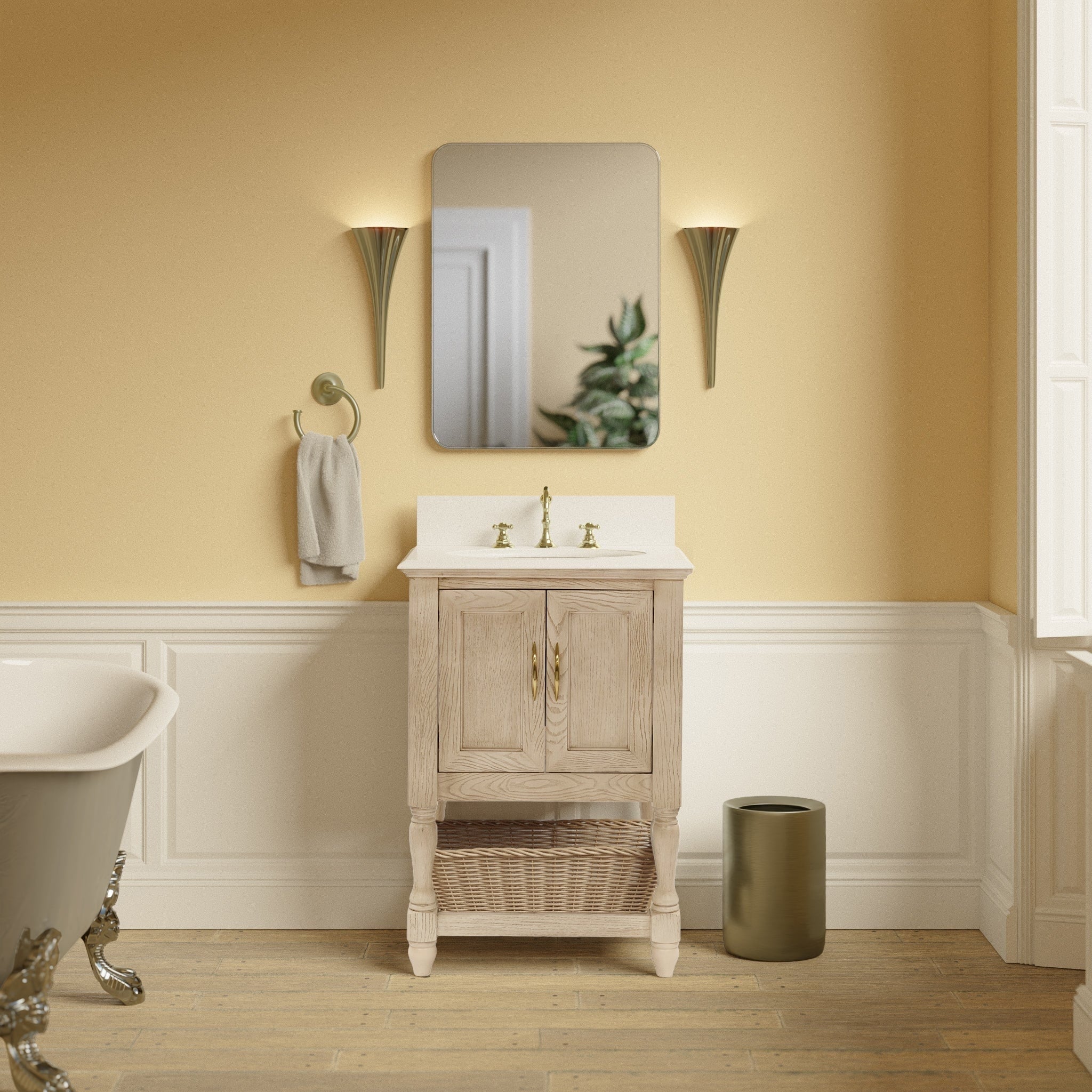 Beverly 24 Bathroom Vanity Greige Oak Engineered White