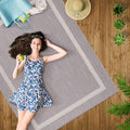 Beverly Rug Waikiki Collection Indoor Outdoor Bordered Area Rug 53X70 Grey White Wkk20412