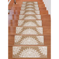 Beverly Rug Indoor Non Slip Carpet Stair Treads W Installed Tape 9 X28 Medallion Beige Ivory