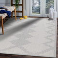 Beverly Rug Waikiki Collection Indoor Outdoor Stripes Area Rug 53X70 Grey White Wkk20112
