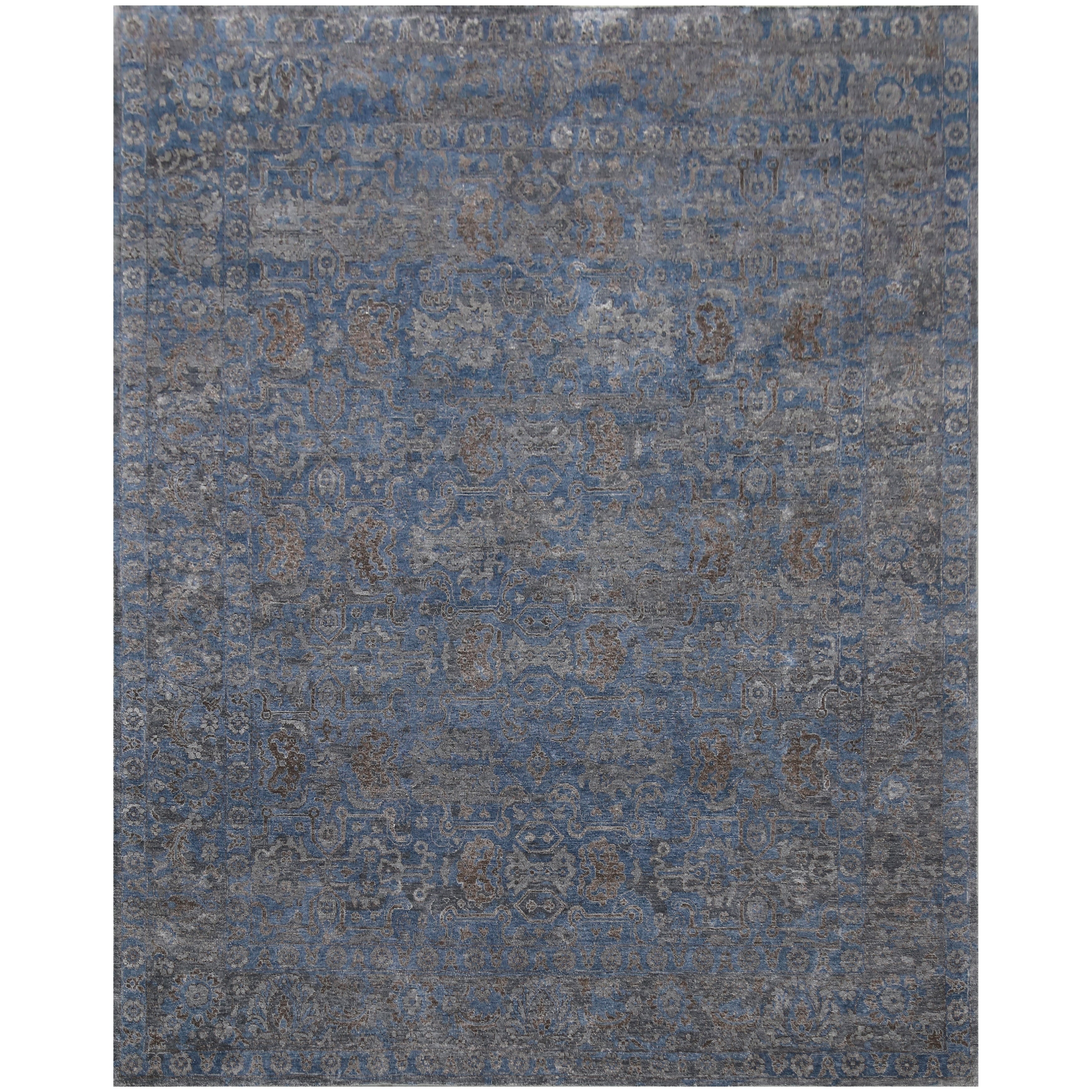 Beverly Hand Knotted Wool Bamboo Silk Blue Area Rug
