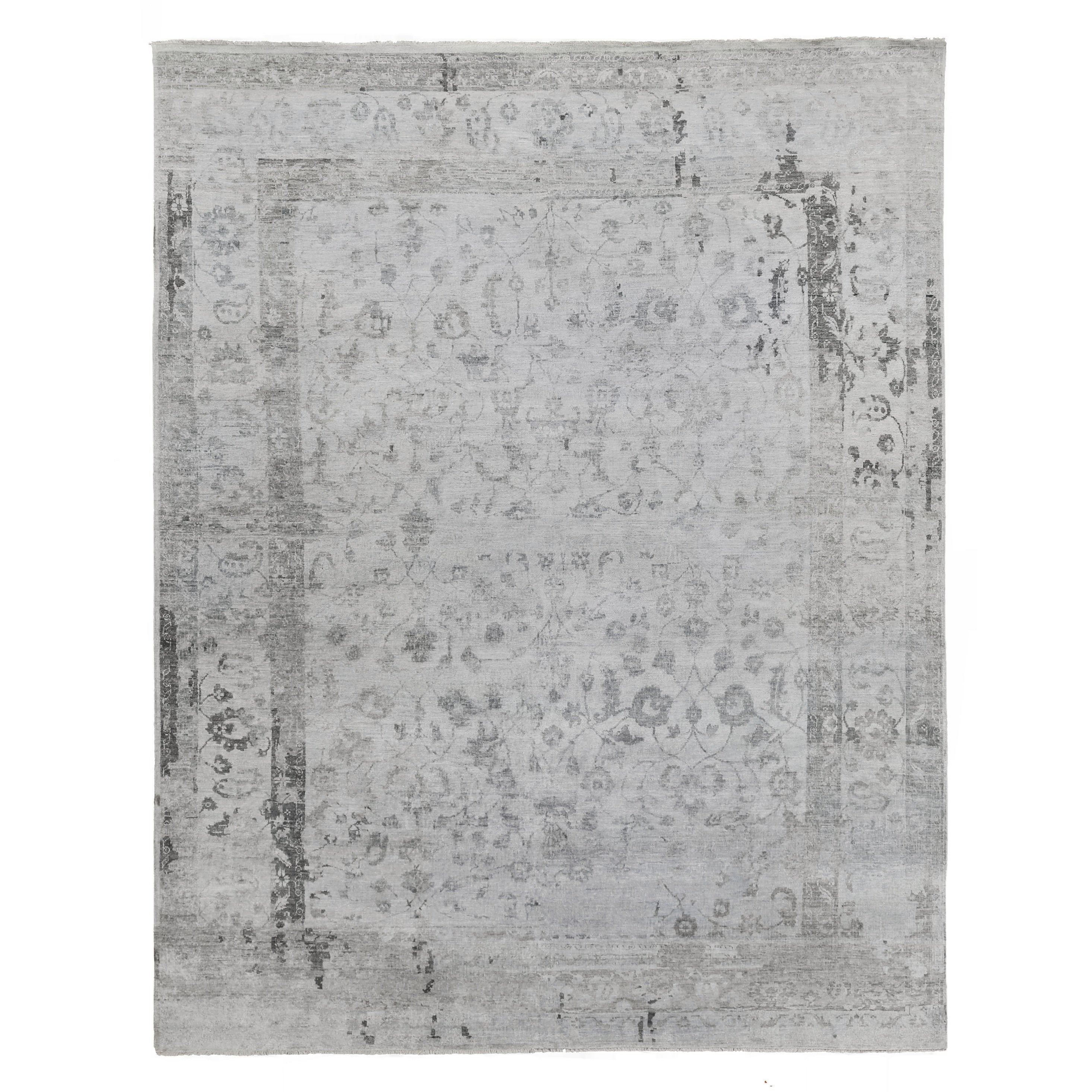 Beverly Hand Knotted Wool Bamboo Silk Gray Area Rug