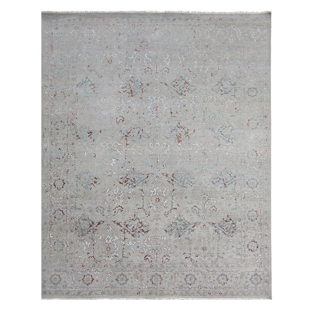 Beverly Hand Knotted Wool Bamboo Silk Light Blue Gray Area Rug