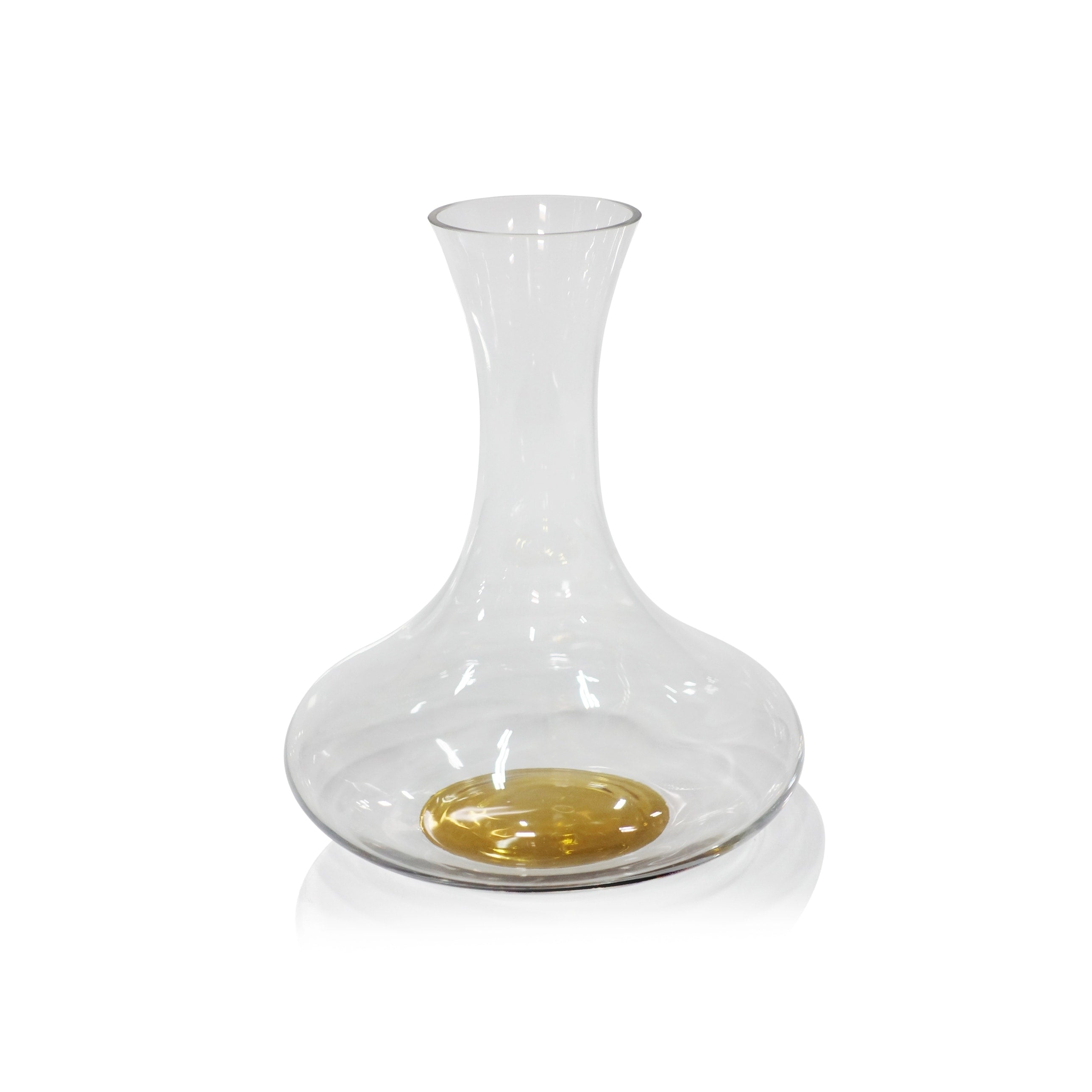 Bevis 9.75 Tall Wine Glass Decanter With Gold Base