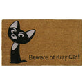 Rubber Cal Beware Of Kitty Cat Coir Door Mat