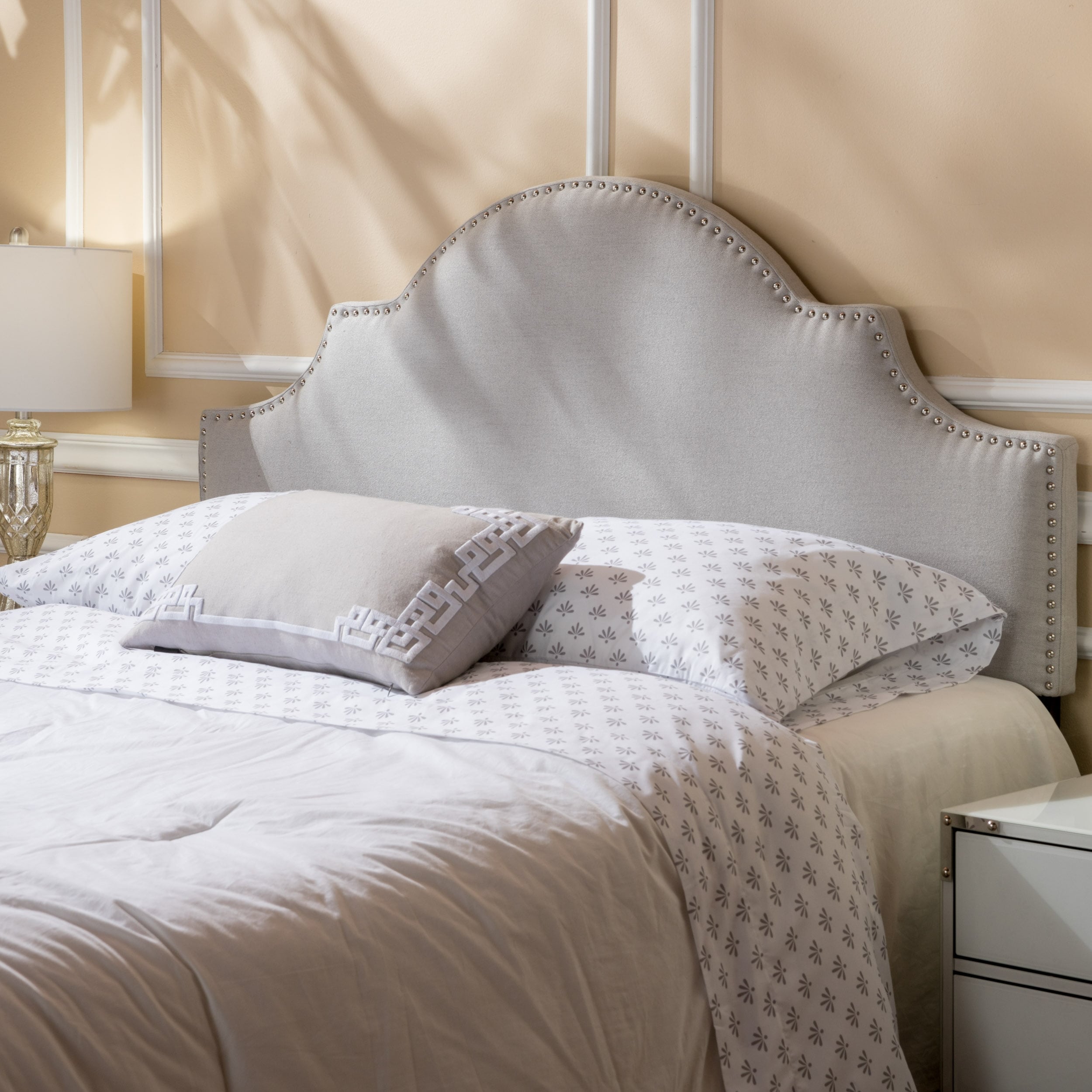 Bianca Adjustable Full Queen Studded Fabric Headboard By Christopher Knight Home