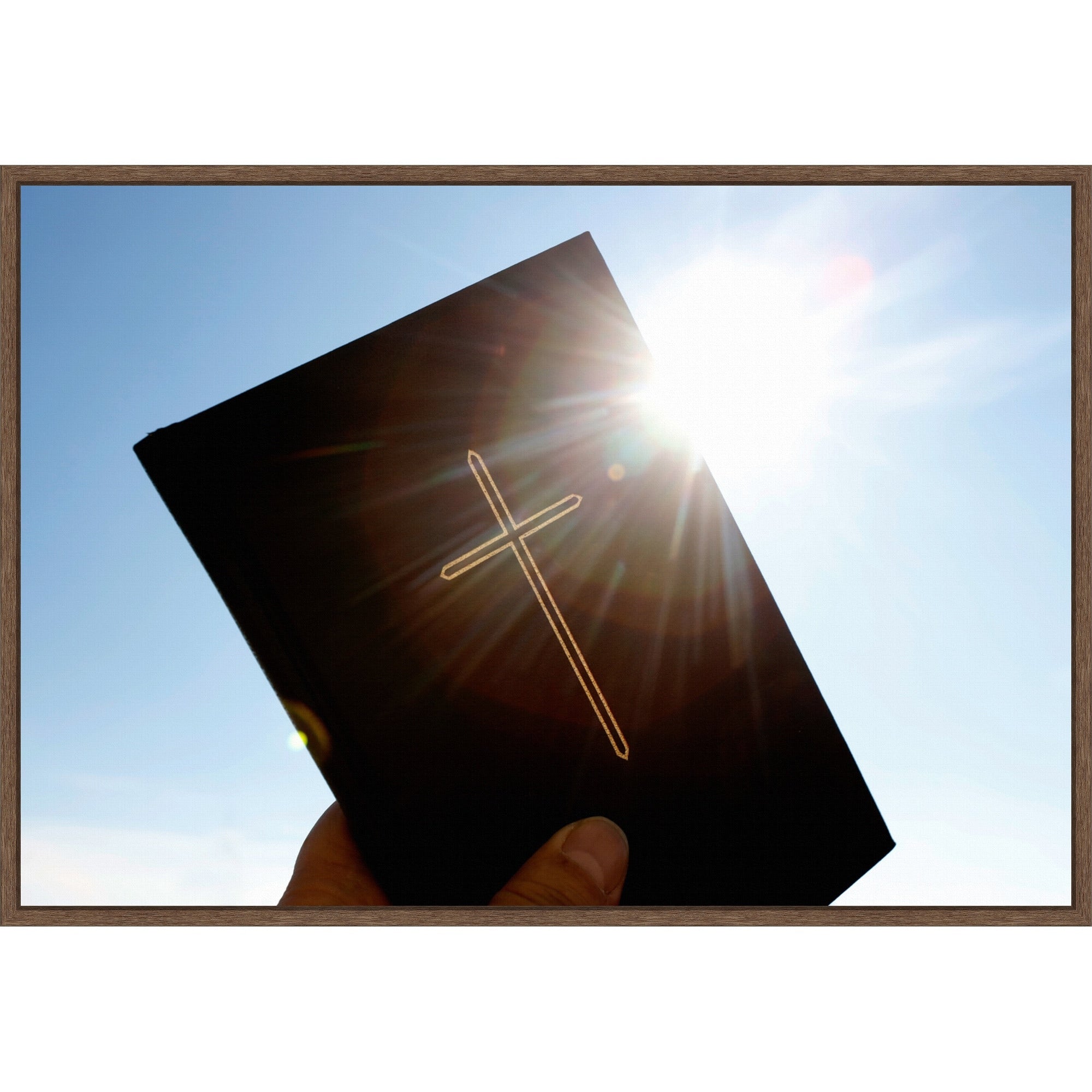 Bible In Hand Framed Canvas Wall Art Print