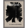 Bible Scripture Matthew 19 26 Christian Art By Little Dean Framed Mounted Canvas Wall Art Print