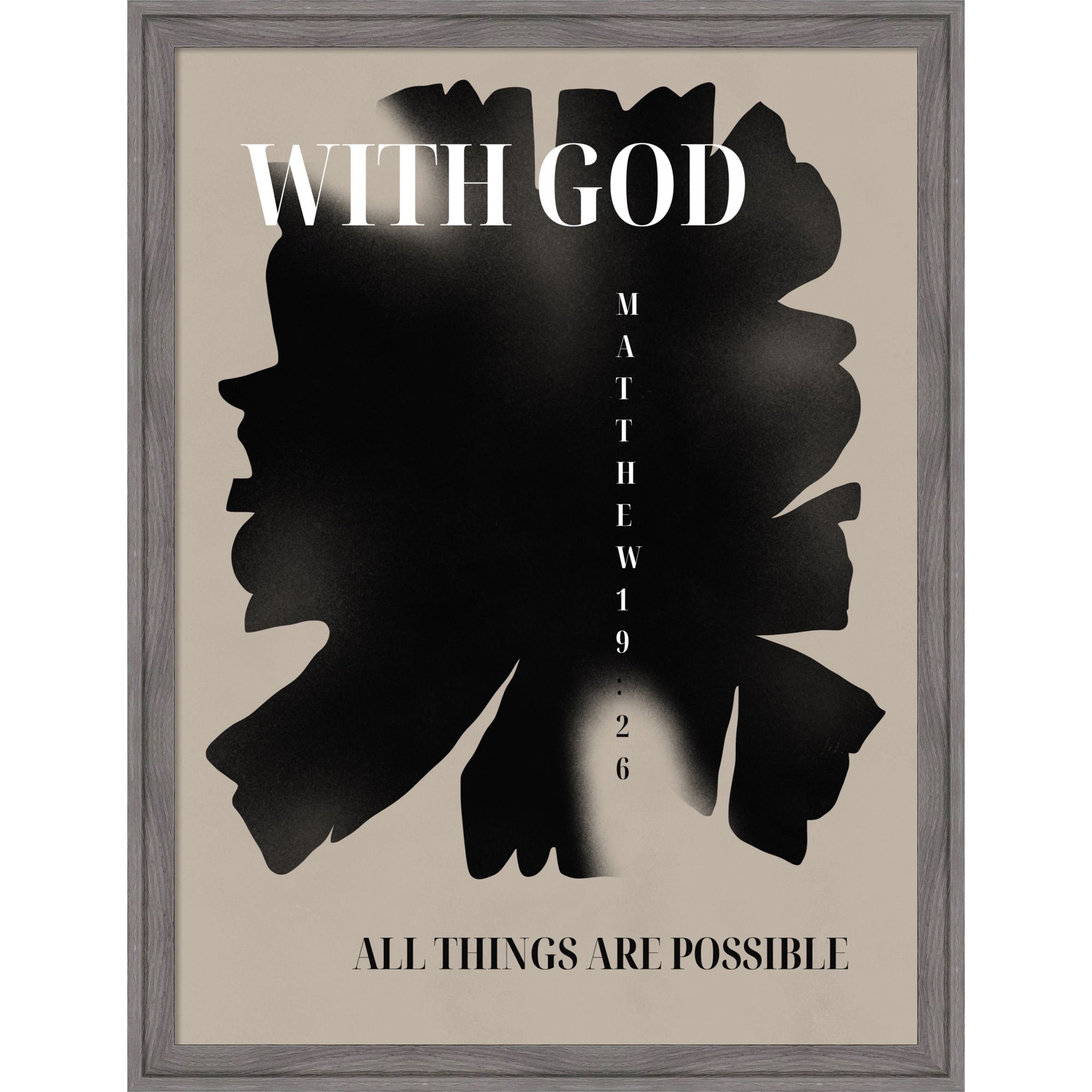 Bible Scripture Matthew 19 26 Christian Art By Little Dean Framed Mounted Canvas Wall Art Print