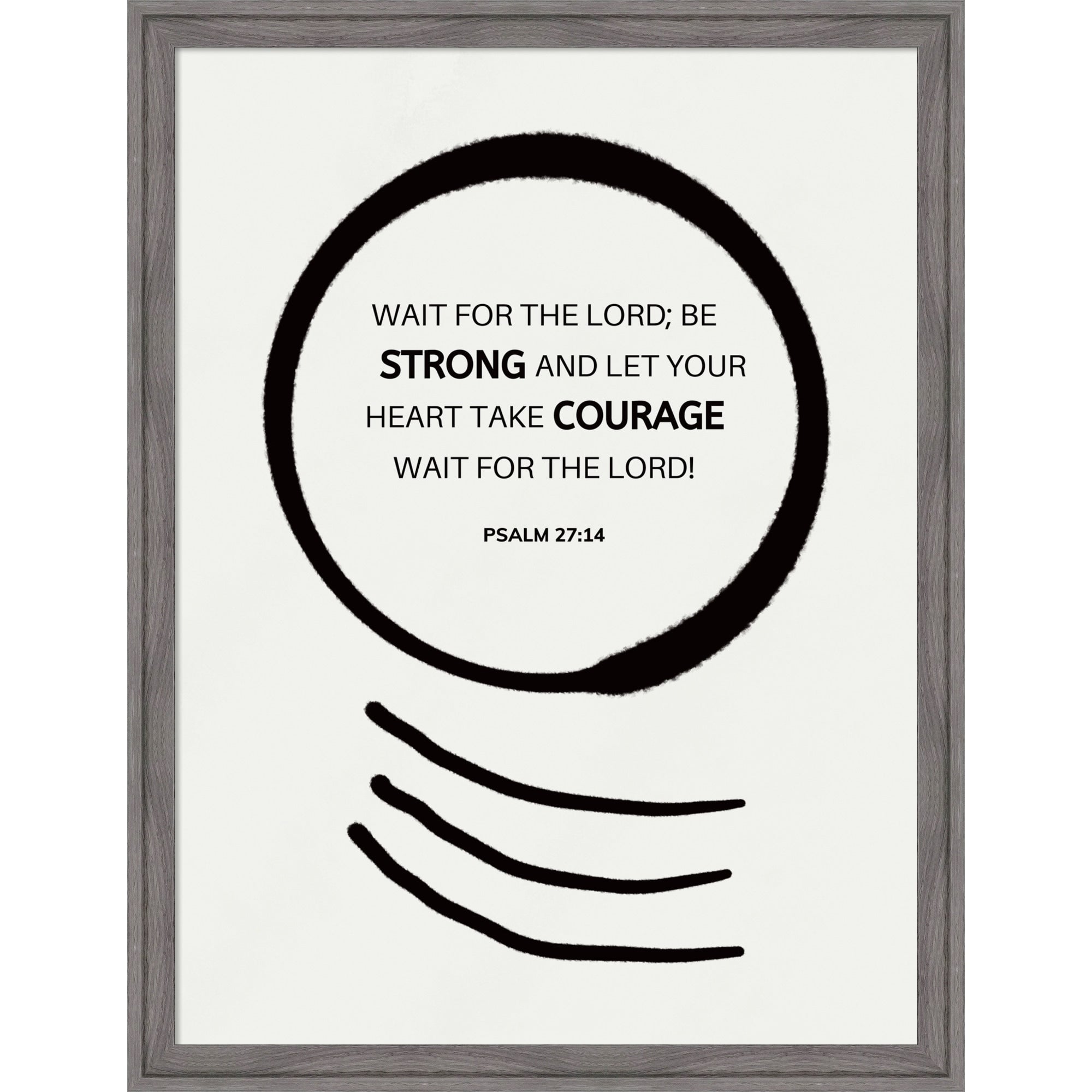 Bible Scripture Psalm 27 14 Christian Art By Little Dean Framed Mounted Canvas Wall Art Print
