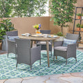 Biella Outdoor 5 Piece Wood And Wicker Dining Set By Christopher Knight Home