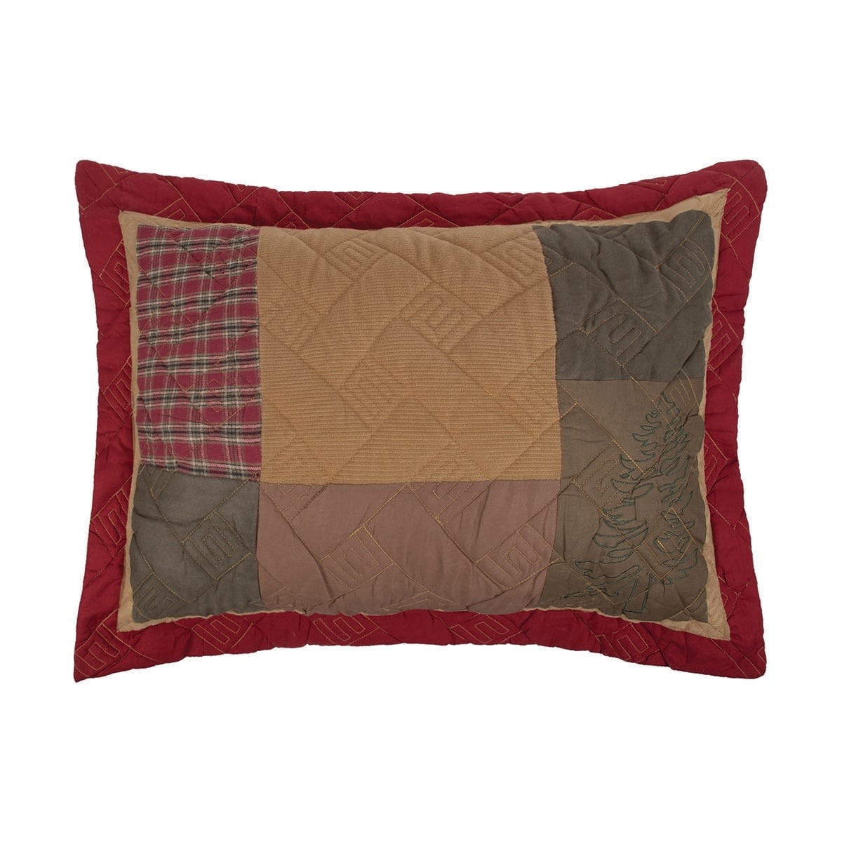 Big Sky Lodge Themed Pieced And Embroidered Standard Sham