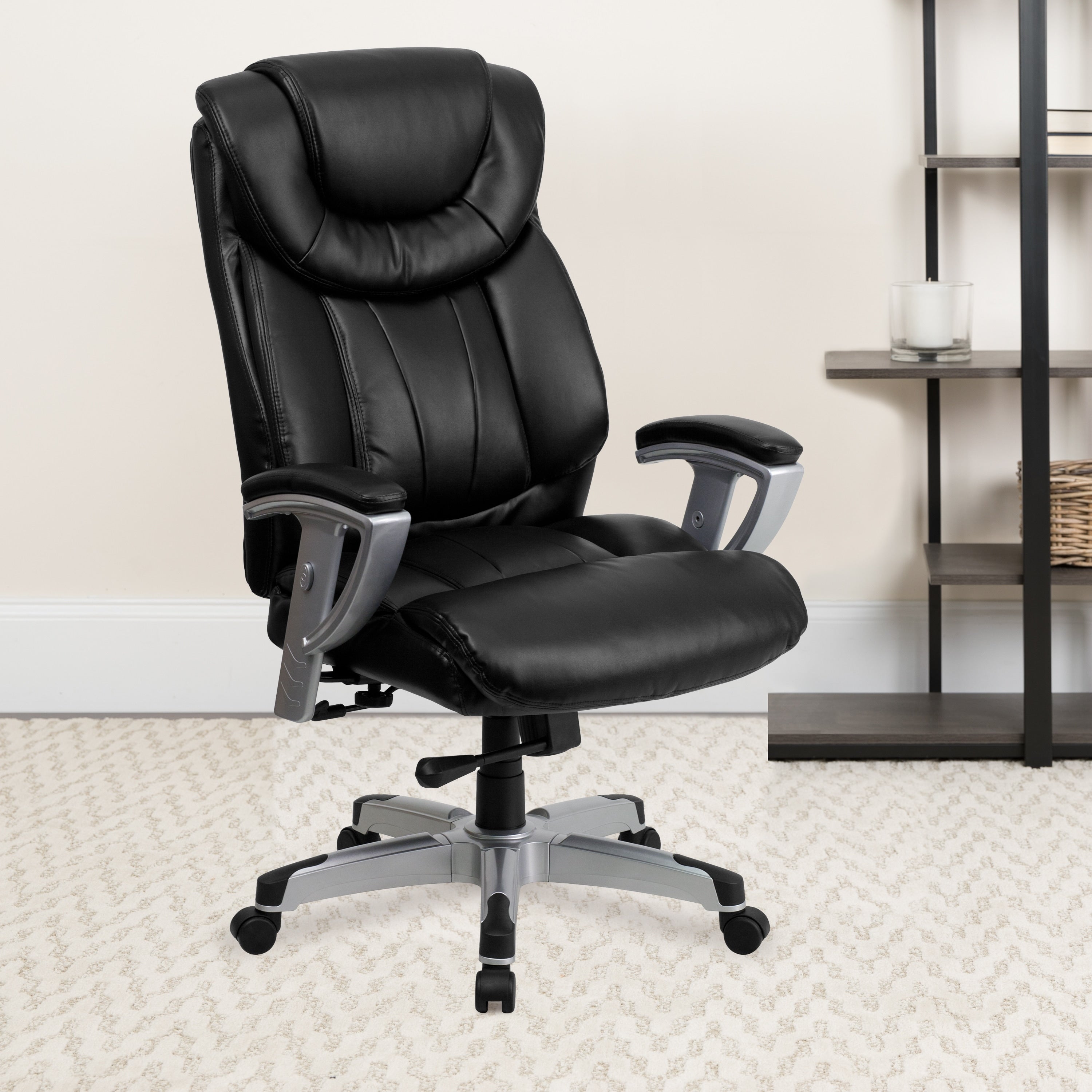 Hercules Series 400 Pound Capacity Big And Tall Black Leather Office Chair With Arms