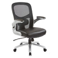 Big And Tall Mesh Back Executive Office Chair With Black Bonded Leather Seat And Silver Finish