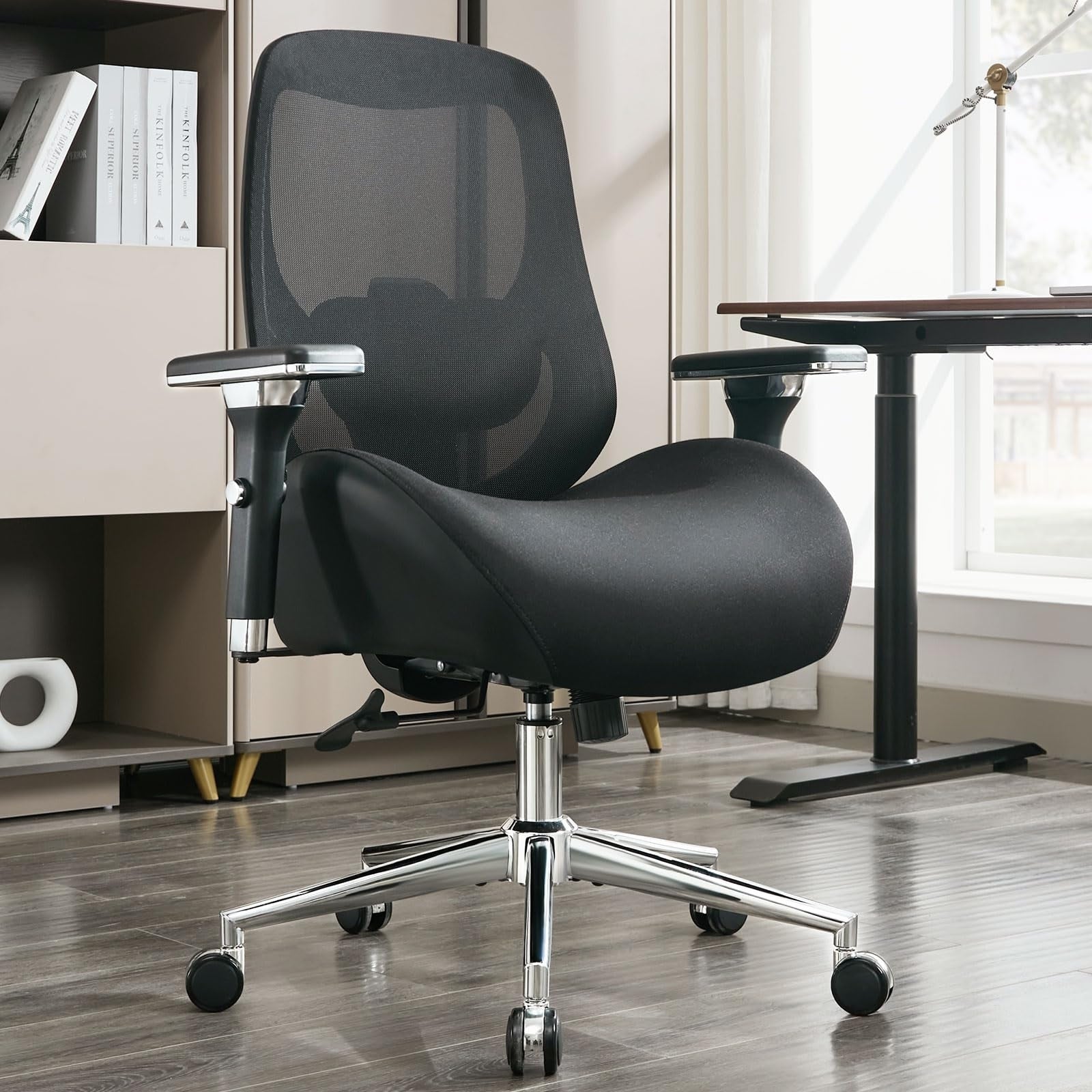 Big And Tall Office Chair With Wide Thick Seat Cushion For Heavy People Ergonomic Computer Mesh Desk Chairs With Armrests
