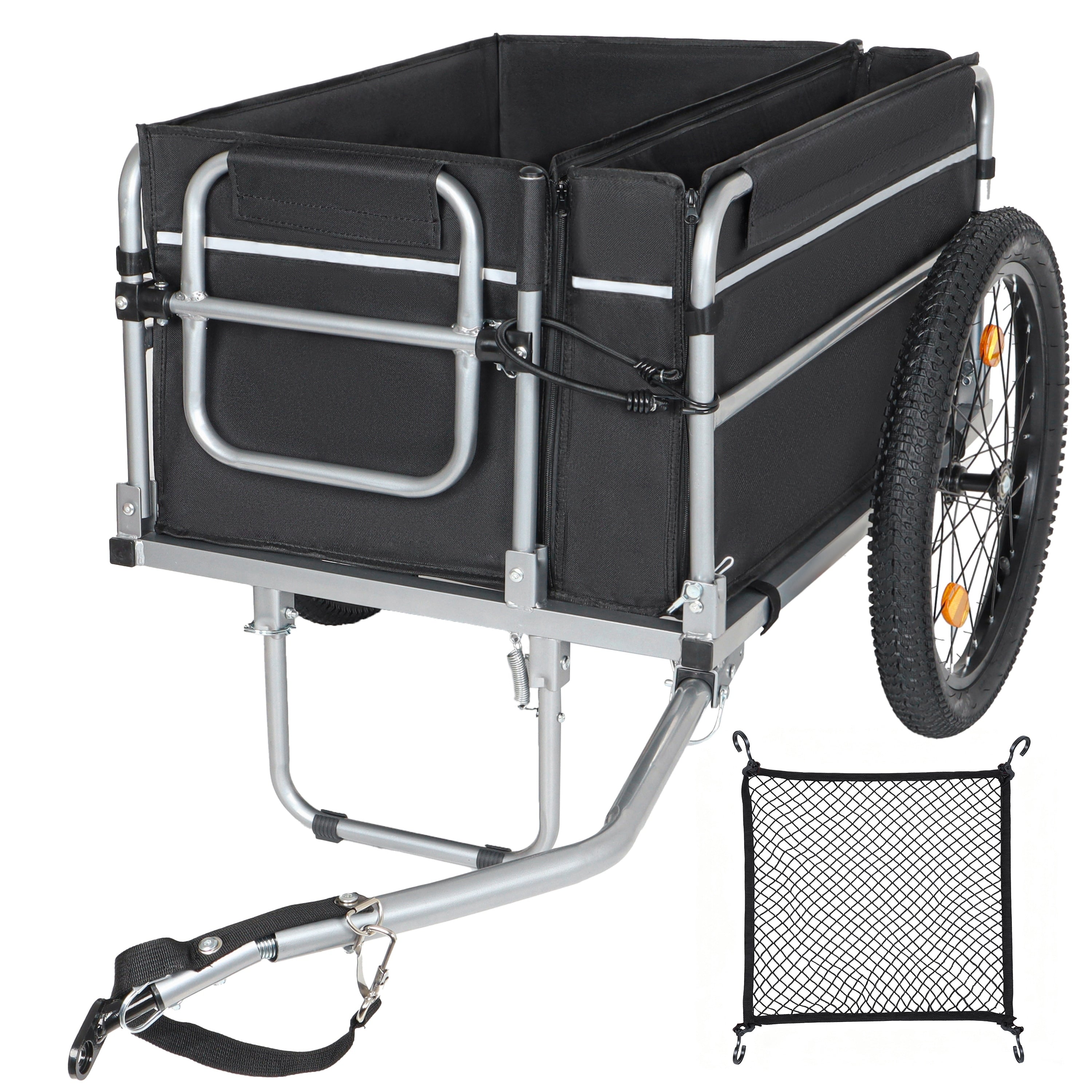 Bike Cargo Trailer 110Lbs Load Capacity Heavy Duty Bicycle Wagon Cart Foldable Compact Storage Featuring Upgraded Fat Tires