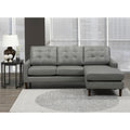 Billie Mid Century Modern Grey Top Grain Leather Tufted Sectional Sofa