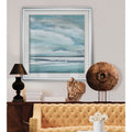 Billowing Clouds Ii Custom Framed Print Blue White Grey Yellow Green Silver Gold