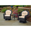 Biloxi Outdoor Espresso Resin Wicker 3 Piece Swivel Glider Set With Beige Cushions