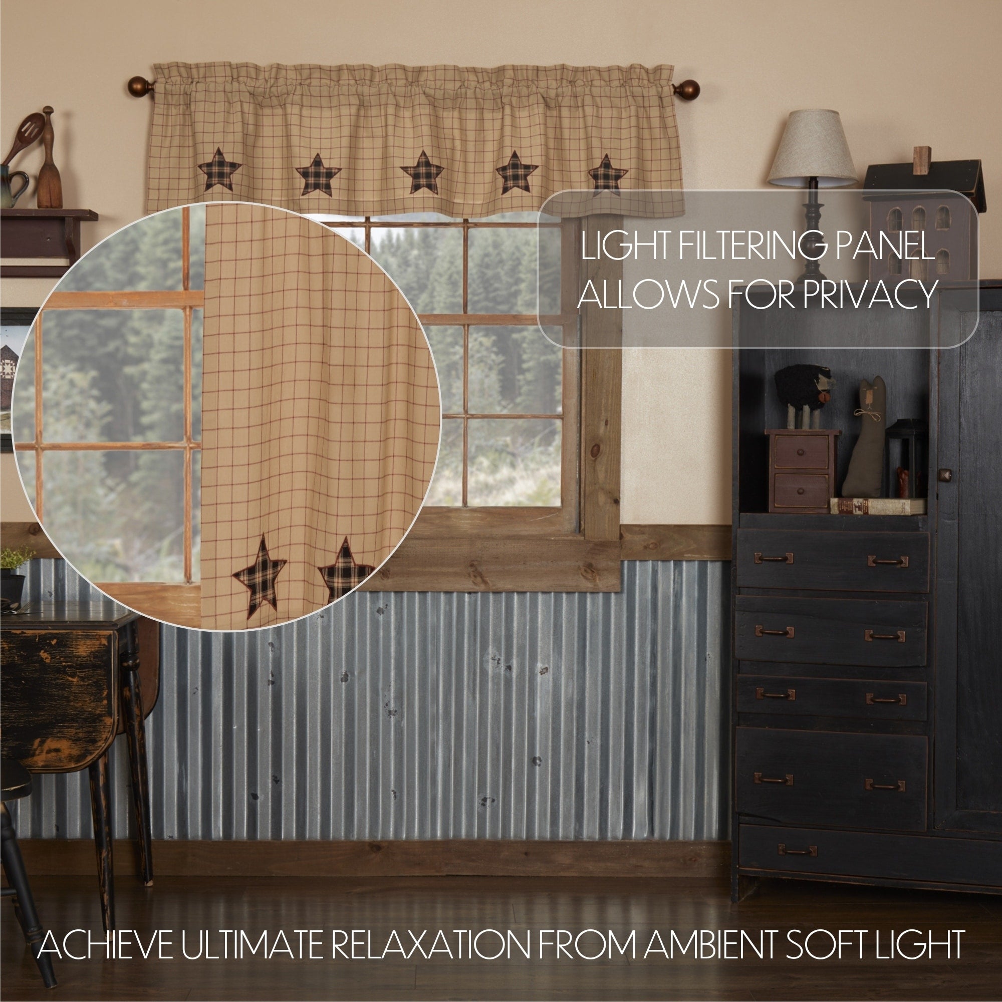 Bingham Star Applique Star Lined Valance 16 X 72