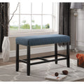 Biony Blue Fabric Counter Height Dining Bench With Nailhead Trim