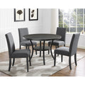 Biony Espresso Wood Dining Set With Fabric Nailhead Chairs