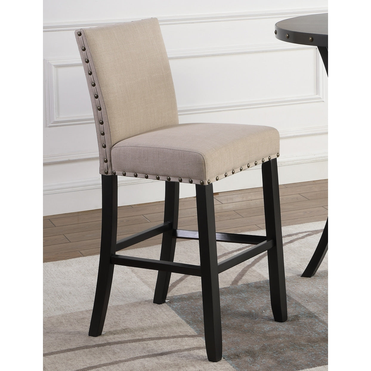 Biony Fabric Bar Stools With Nailhead Trim Set Of 2