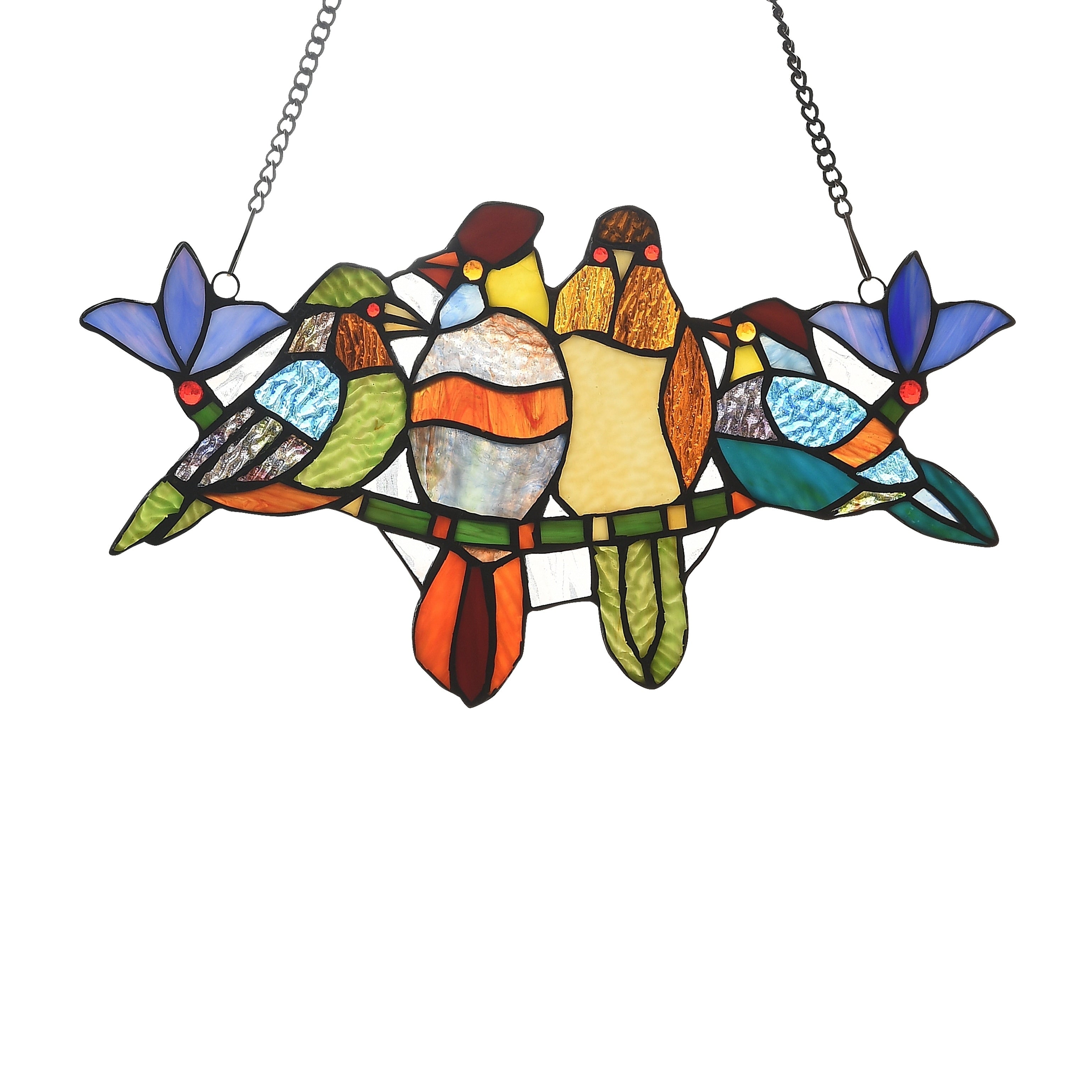 Gracewood Hollow Deffalah 78 Piece Stained Glass Birds Window Suncatcher