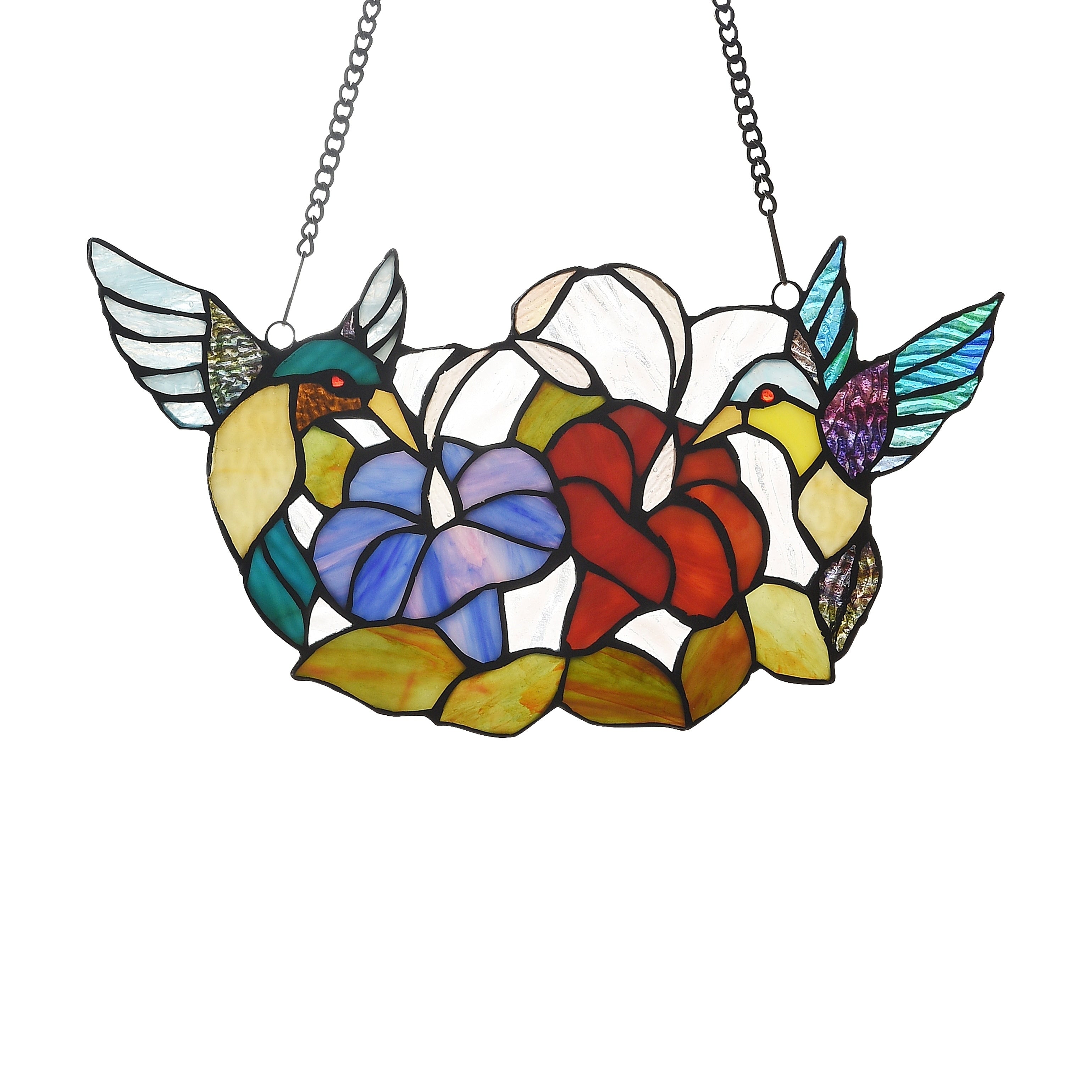 Gracewood Hollow Deffalah 72 Piece Stained Glass Birds Flowers Window Suncatcher
