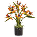 Nearly Natural Bird Of Paradise In Black Glossy Cylinder