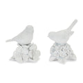 Bird On Floral Pedestal Figurines Set Of 2