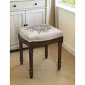 Birds Nest Vanity Stool With Wood Stain Finish And Nail Heads