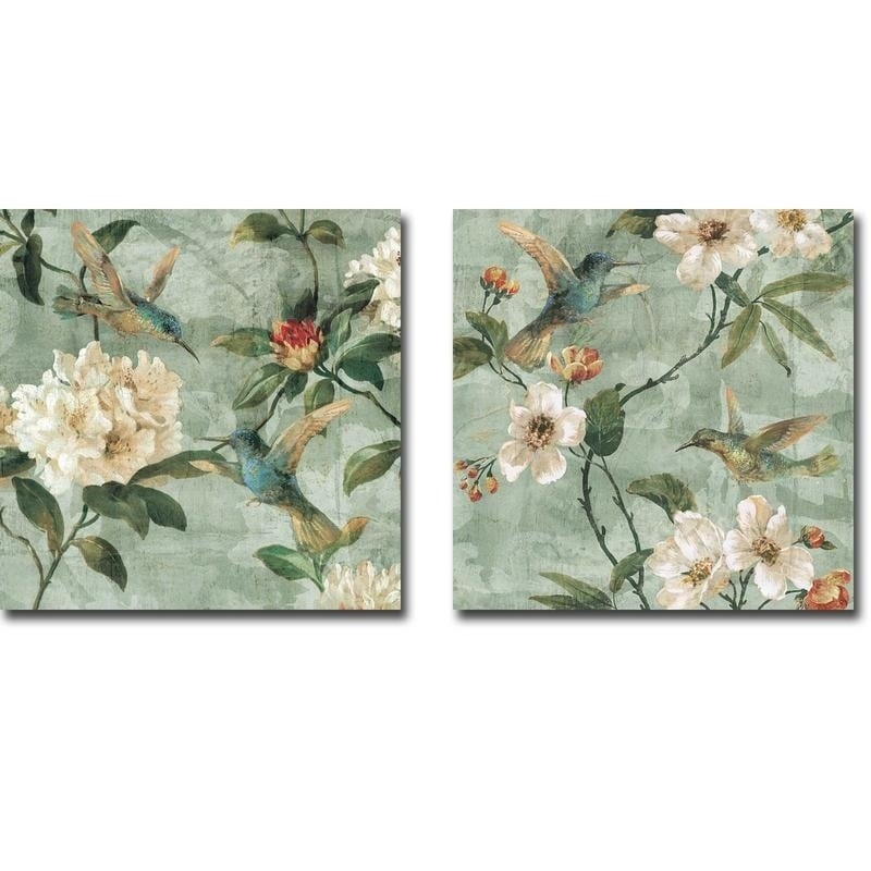 Birds Of A Feather I Ii By Renee Campbell 2 Pc Gallery Wrapped Canvas Giclee Art Set Ready To Hang