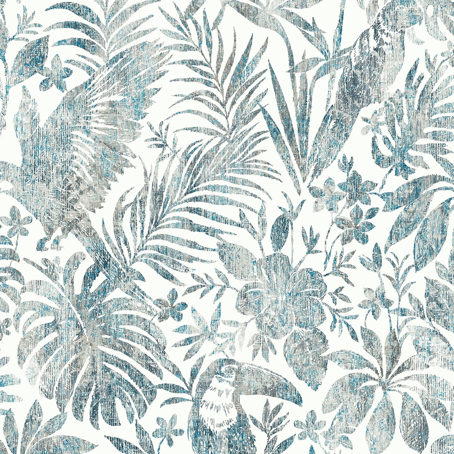 Birdsong Tropic Blue Peel Stick Wallpaper