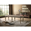 Birmingham Microfiber Upholstered Bench With Nail Head Trim In Driftwood Finish