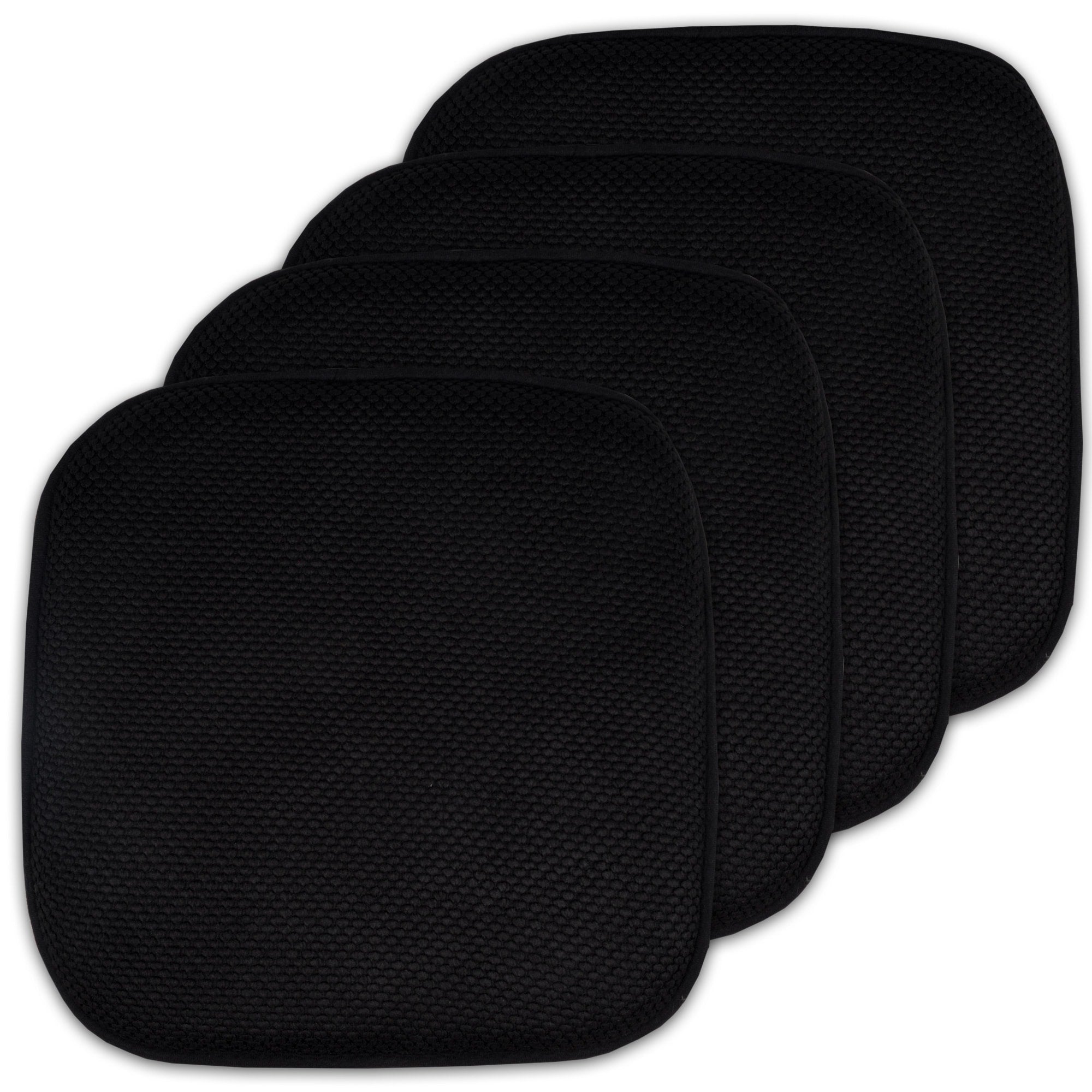 Black 16 Inch Memory Foam Chair Pad Seat Cushion With Non Slip Backing 2 Or 4 Pack