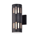 Black 2 Light Die Cast Aluminum Cylindrical Outdoor Wall Sconce